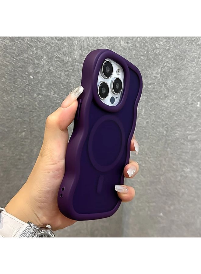 Pink Magnetic Wireless Charging Case for iPhone 14 Plus Shockproof Wavy Matte Cover - Image 3